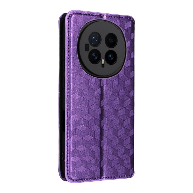 For Honor Magic8 Cubic Grid Texture Flip Leather Phone Case