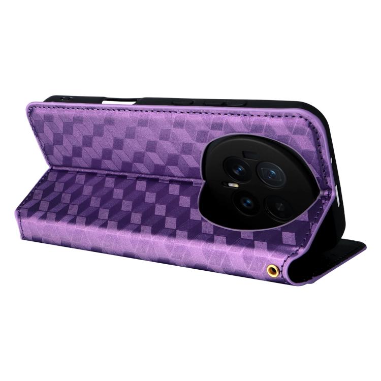 For Honor Magic8 Cubic Grid Texture Flip Leather Phone Case