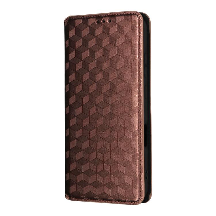 For Honor Magic8 Cubic Grid Texture Flip Leather Phone Case