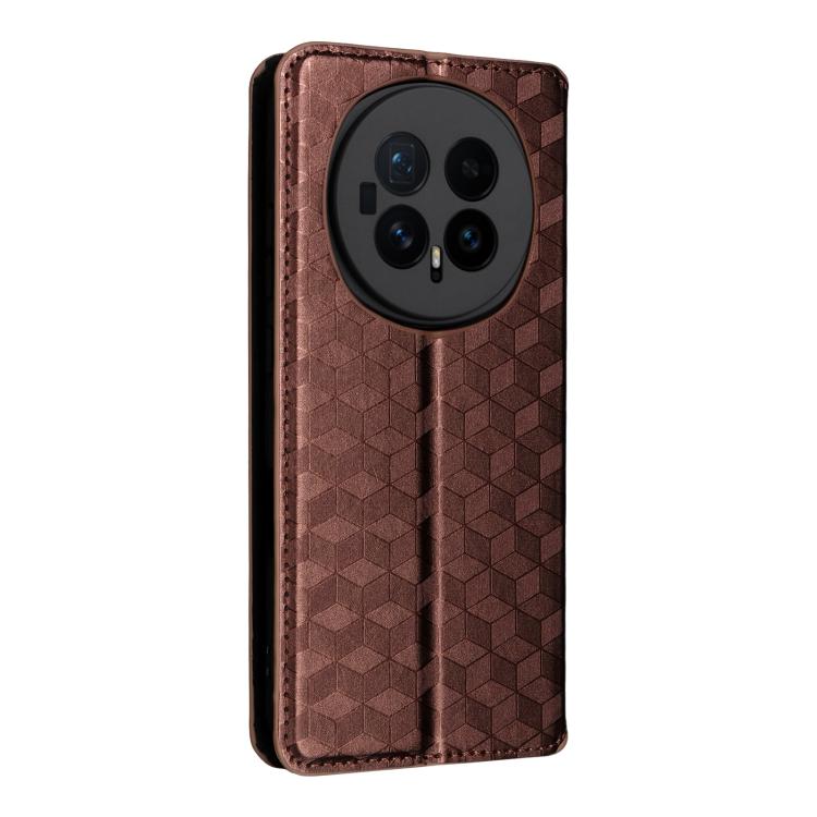 For Honor Magic8 Cubic Grid Texture Flip Leather Phone Case
