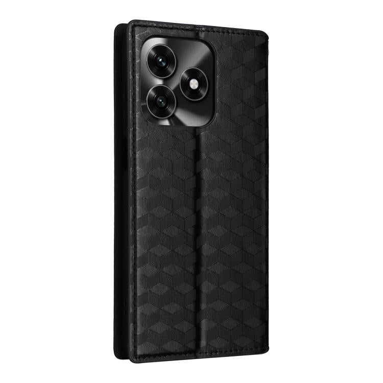 For Honor X5c Plus / X5c 4G Cubic Grid Texture Flip Leather Phone Case