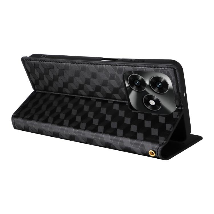 For Honor X5c Plus / X5c 4G Cubic Grid Texture Flip Leather Phone Case