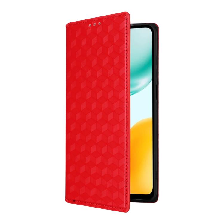 For Honor X5c Plus / X5c 4G Cubic Grid Texture Flip Leather Phone Case