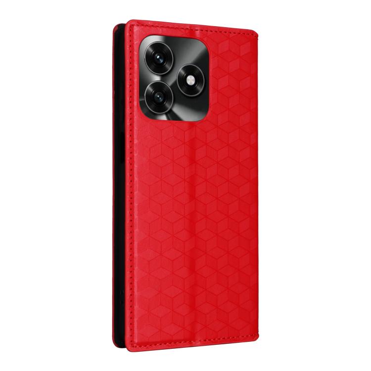 For Honor X5c Plus / X5c 4G Cubic Grid Texture Flip Leather Phone Case