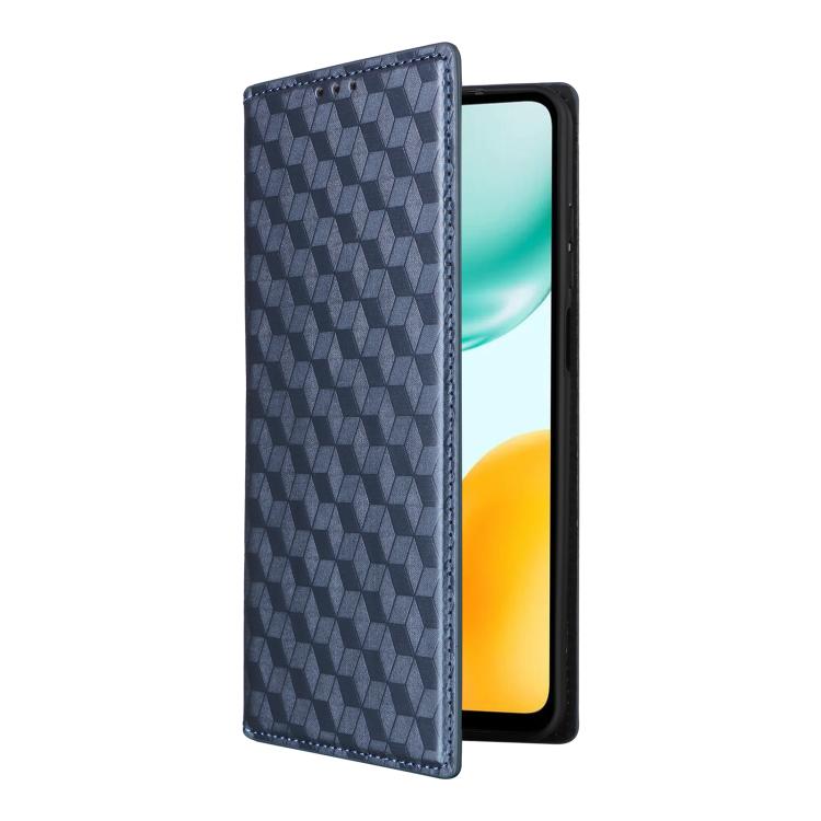 For Honor X5c Plus / X5c 4G Cubic Grid Texture Flip Leather Phone Case