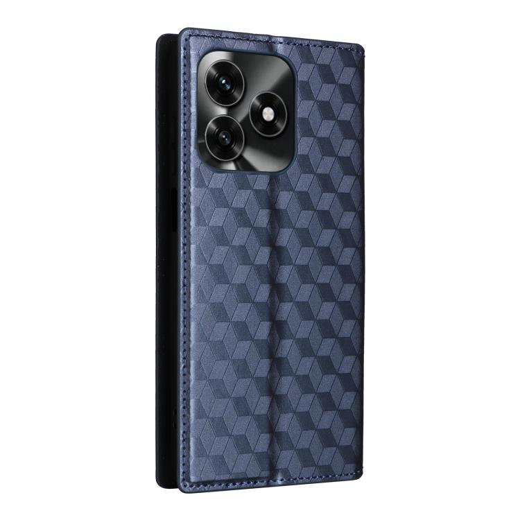 For Honor X5c Plus / X5c 4G Cubic Grid Texture Flip Leather Phone Case