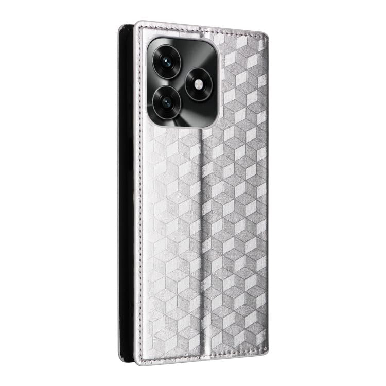 For Honor X5c Plus / X5c 4G Cubic Grid Texture Flip Leather Phone Case