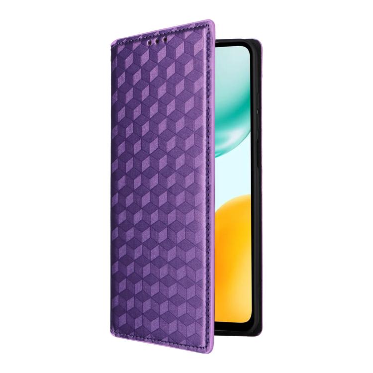 For Honor X5c Plus / X5c 4G Cubic Grid Texture Flip Leather Phone Case