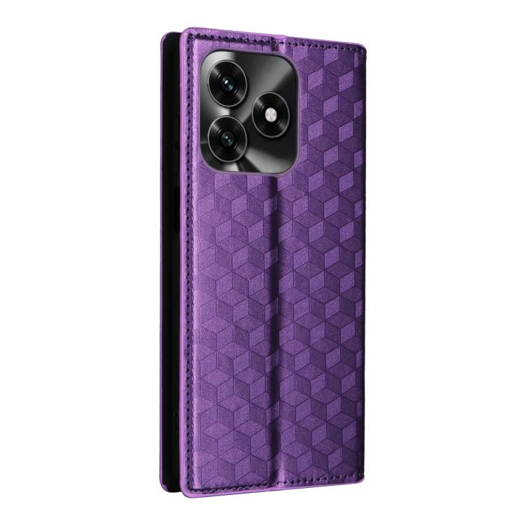 For Honor X5c Plus / X5c 4G Cubic Grid Texture Flip Leather Phone Case