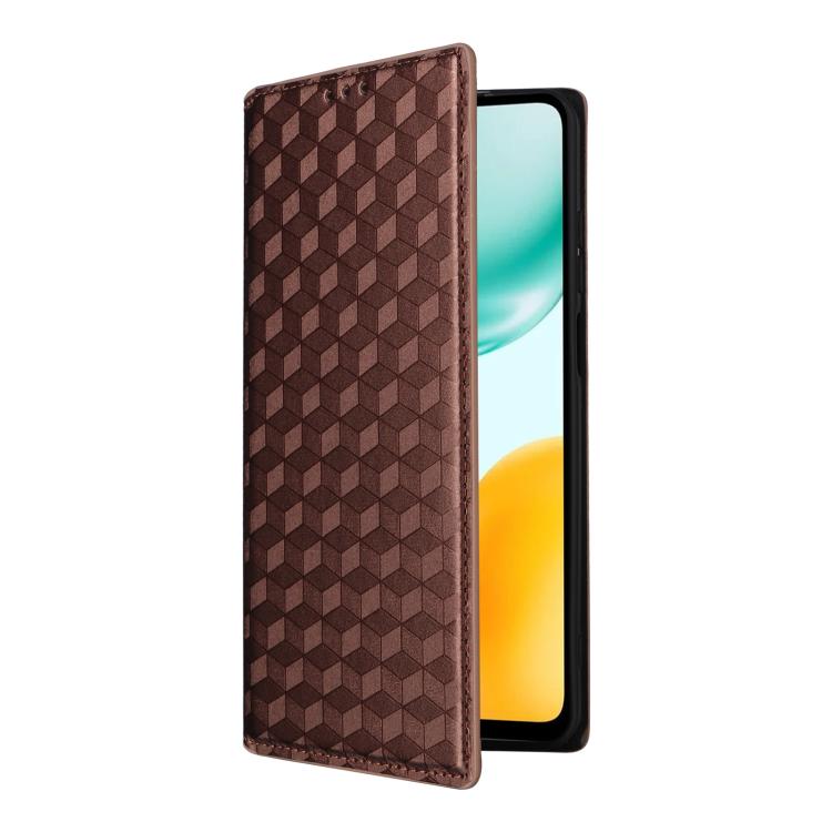For Honor X5c Plus / X5c 4G Cubic Grid Texture Flip Leather Phone Case