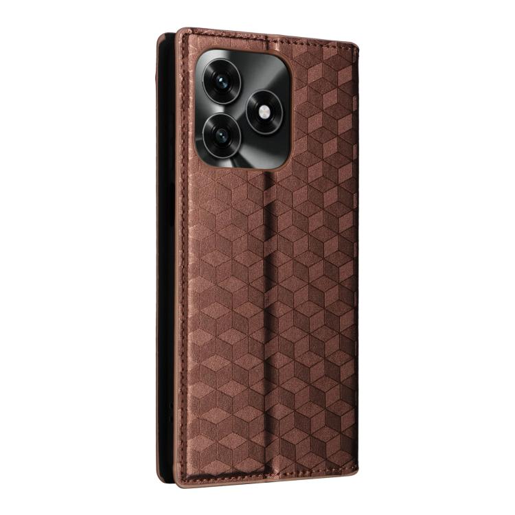 For Honor X5c Plus / X5c 4G Cubic Grid Texture Flip Leather Phone Case