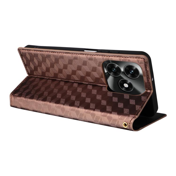 For Honor X5c Plus / X5c 4G Cubic Grid Texture Flip Leather Phone Case