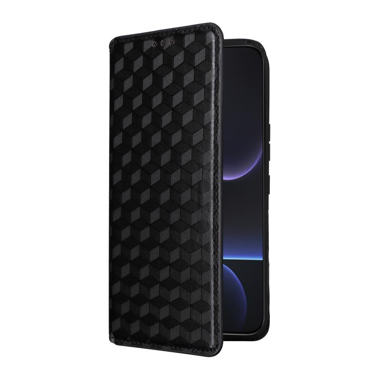 For Honor 500 / 500 Pro Global 155.8mm Cubic Grid Texture Flip Leather Phone Case