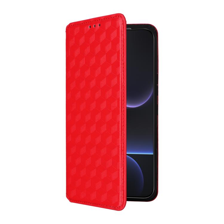 For Honor 500 / 500 Pro Global 155.8mm Cubic Grid Texture Flip Leather Phone Case