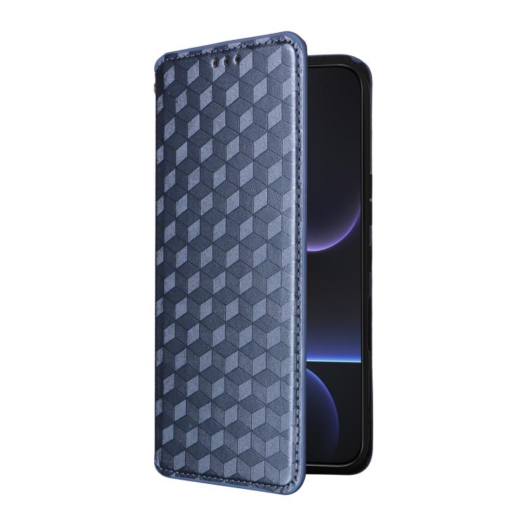 For Honor 500 / 500 Pro Global 155.8mm Cubic Grid Texture Flip Leather Phone Case