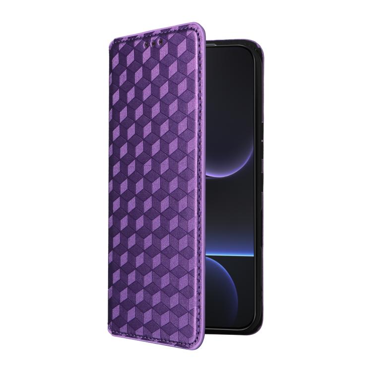 For Honor 500 / 500 Pro Global 155.8mm Cubic Grid Texture Flip Leather Phone Case