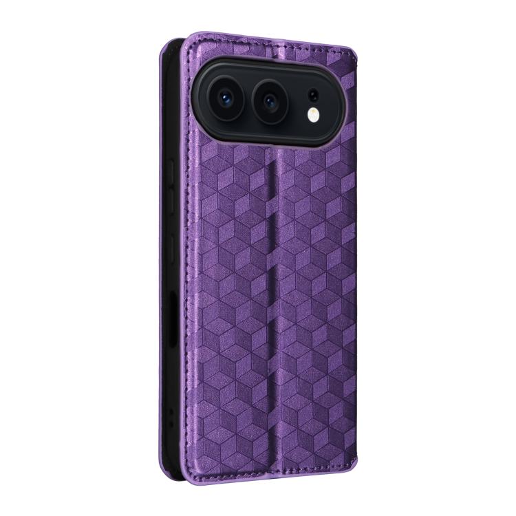 For Honor 500 / 500 Pro Global 155.8mm Cubic Grid Texture Flip Leather Phone Case