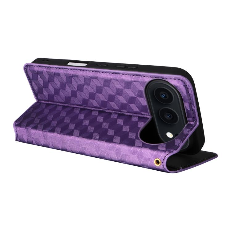 For Honor 500 / 500 Pro Global 155.8mm Cubic Grid Texture Flip Leather Phone Case