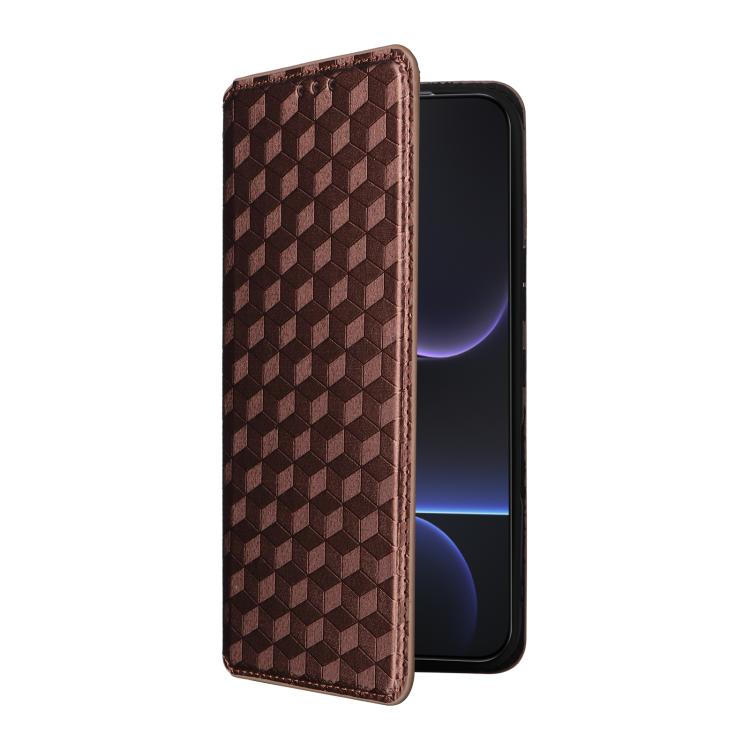 For Honor 500 / 500 Pro Global 155.8mm Cubic Grid Texture Flip Leather Phone Case