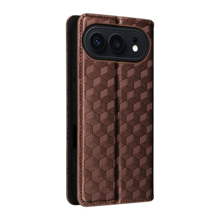 For Honor 500 / 500 Pro Global 155.8mm Cubic Grid Texture Flip Leather Phone Case