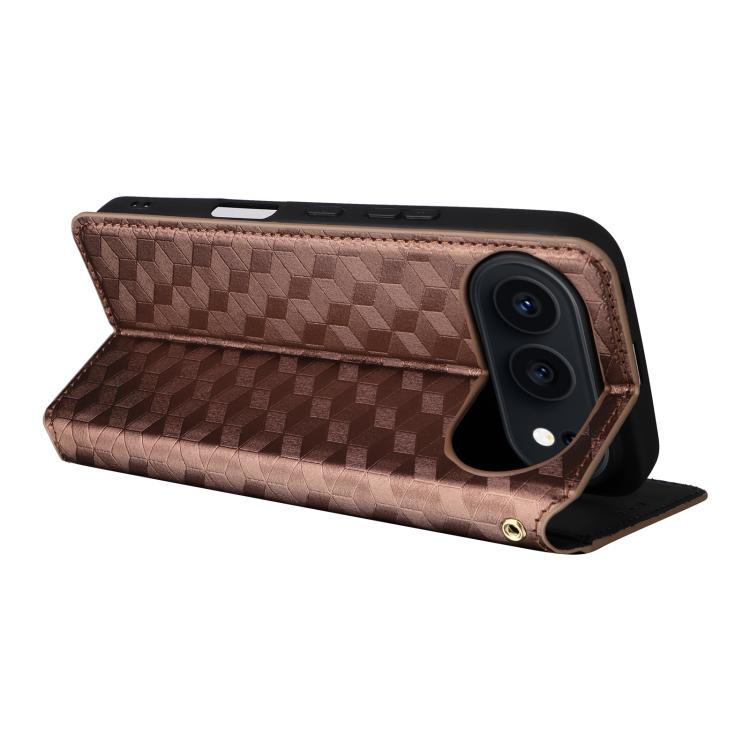 For Honor 500 / 500 Pro Global 155.8mm Cubic Grid Texture Flip Leather Phone Case