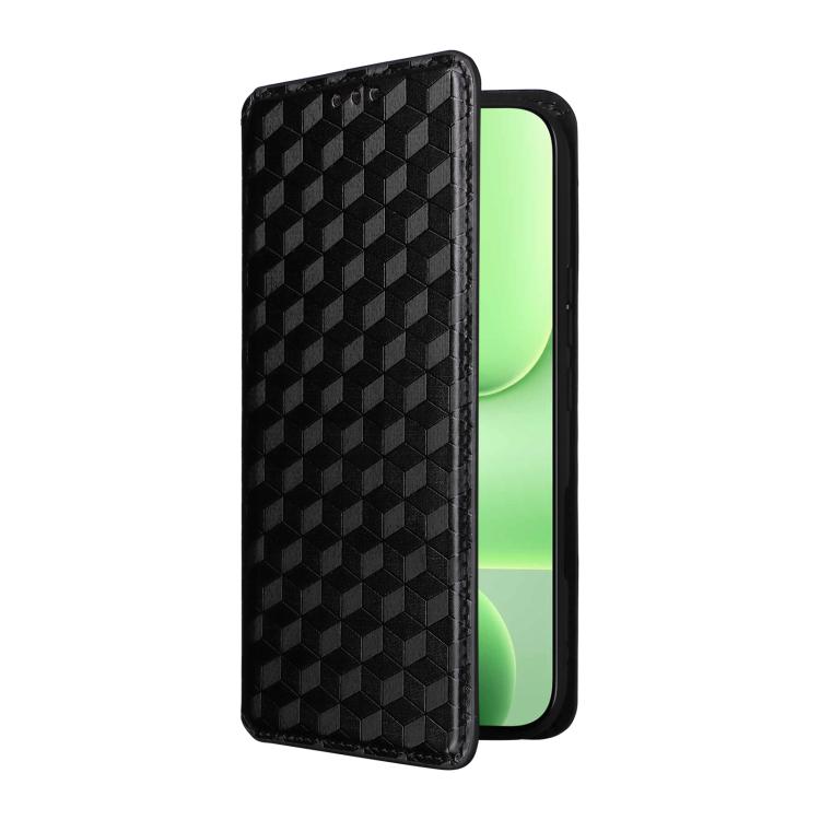 For Honor 600 Lite Global Cubic Grid Texture Flip Leather Phone Case