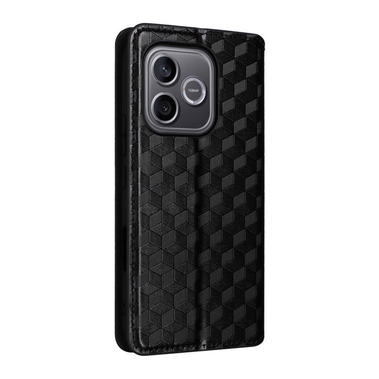 For Honor 600 Lite Global Cubic Grid Texture Flip Leather Phone Case