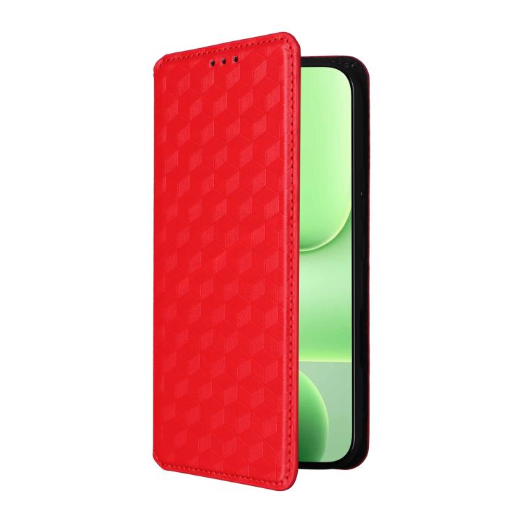 For Honor 600 Lite Global Cubic Grid Texture Flip Leather Phone Case