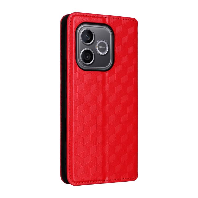 For Honor 600 Lite Global Cubic Grid Texture Flip Leather Phone Case