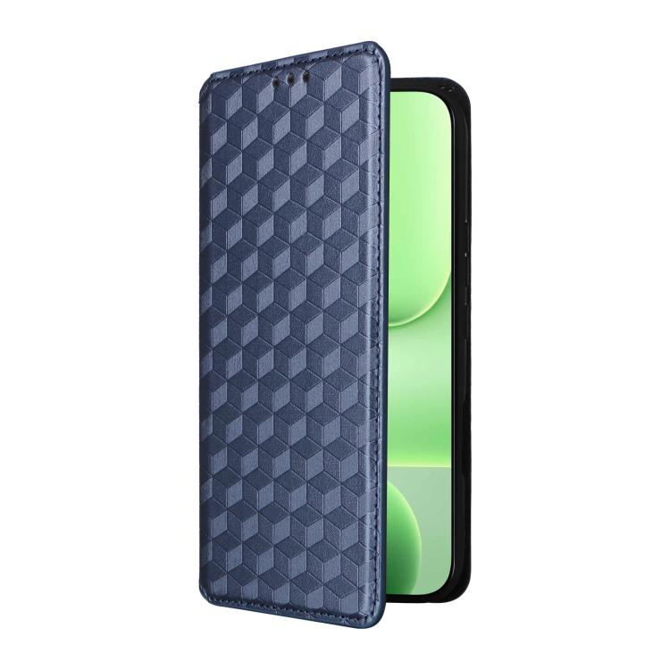 For Honor 600 Lite Global Cubic Grid Texture Flip Leather Phone Case