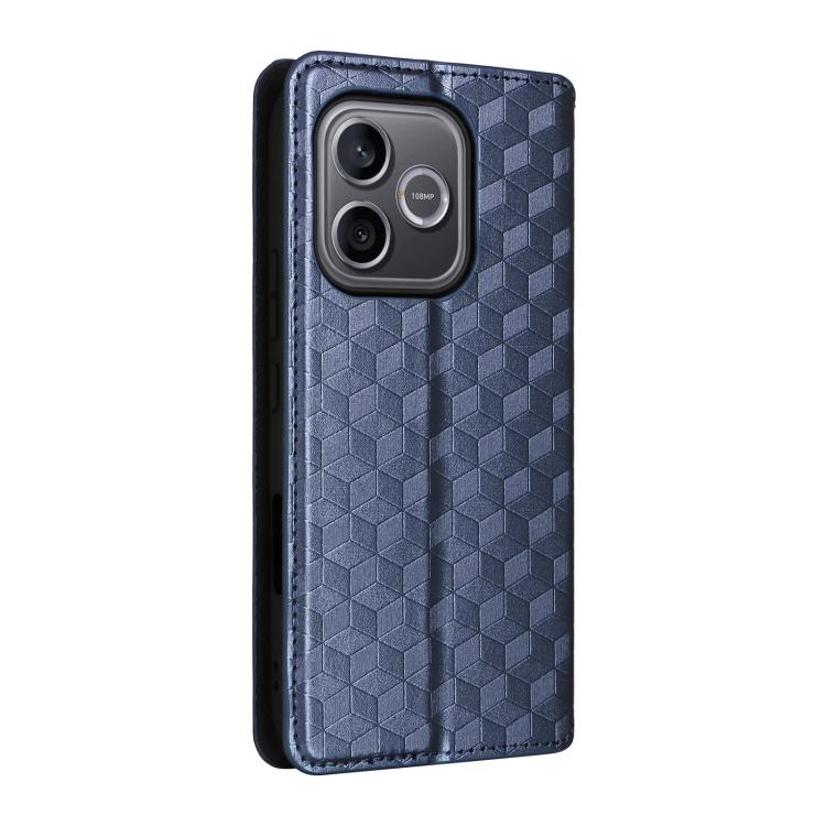 For Honor 600 Lite Global Cubic Grid Texture Flip Leather Phone Case
