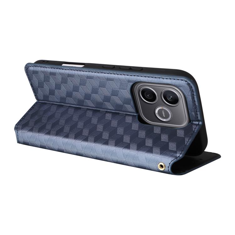 For Honor 600 Lite Global Cubic Grid Texture Flip Leather Phone Case