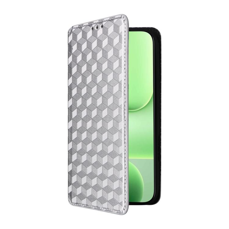 For Honor 600 Lite Global Cubic Grid Texture Flip Leather Phone Case