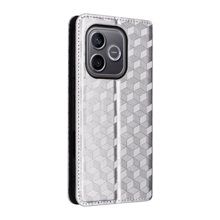 For Honor 600 Lite Global Cubic Grid Texture Flip Leather Phone Case
