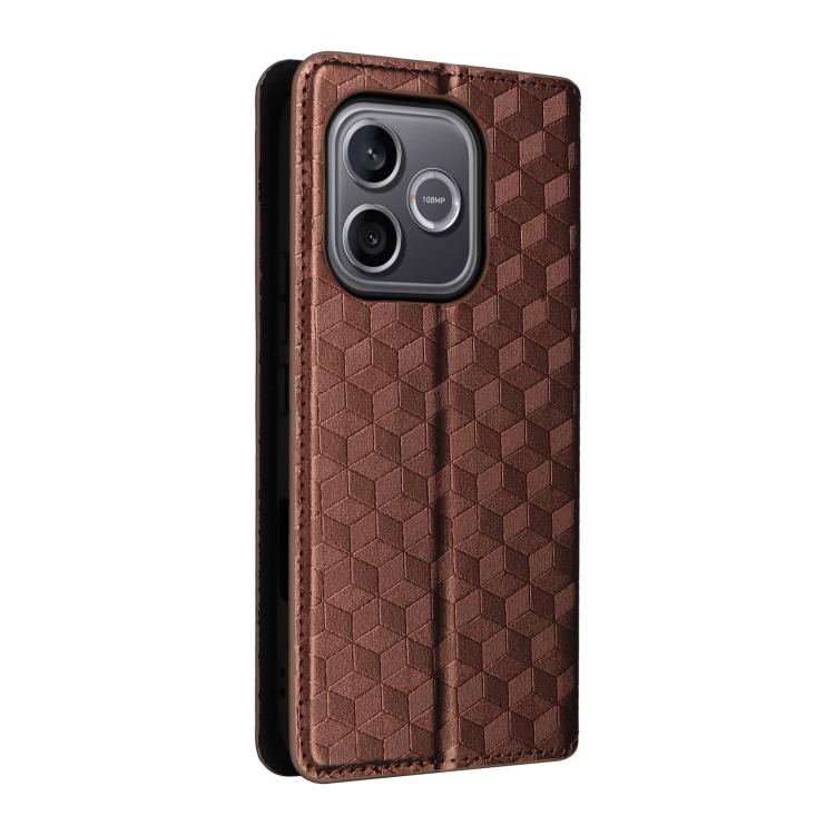 For Honor 600 Lite Global Cubic Grid Texture Flip Leather Phone Case