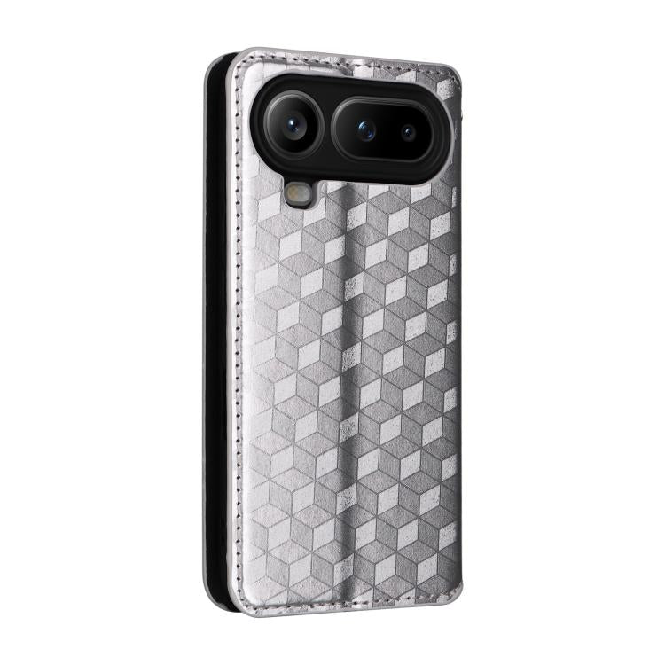 For Honor Magic8 Pro Air 5G Cubic Grid Texture Flip Leather Phone Case