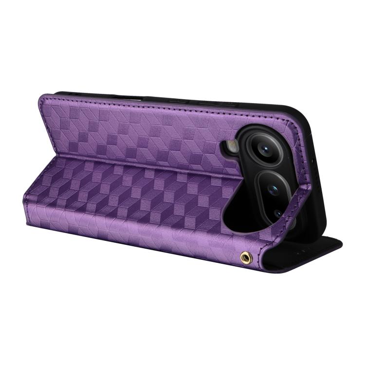 For Honor Magic8 Pro Air 5G Cubic Grid Texture Flip Leather Phone Case