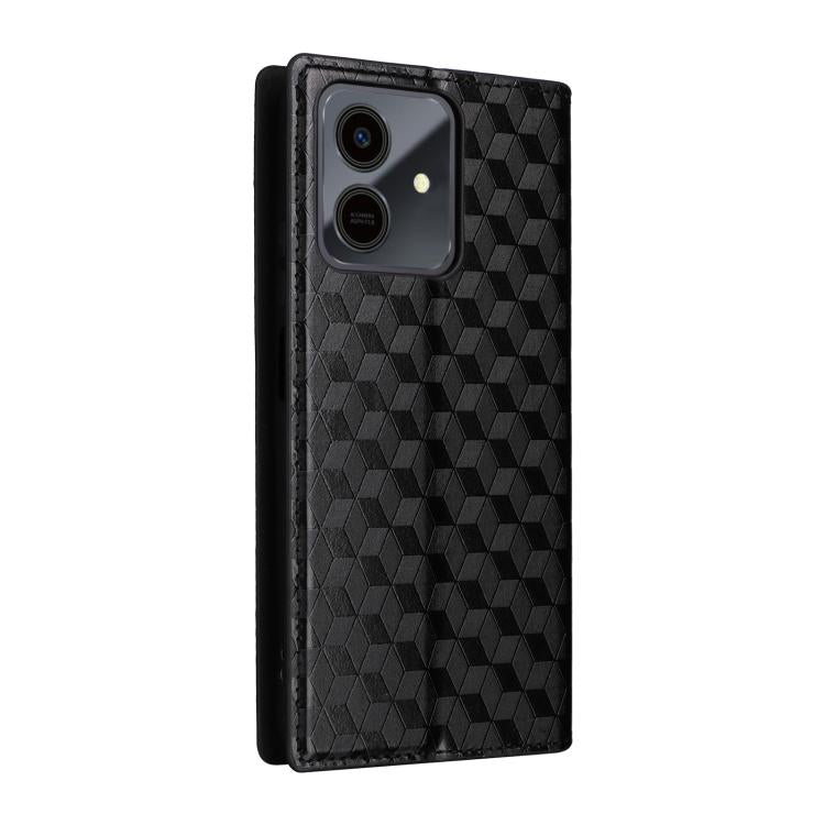 For Honor Play10 4G Cubic Grid Texture Flip Leather Phone Case