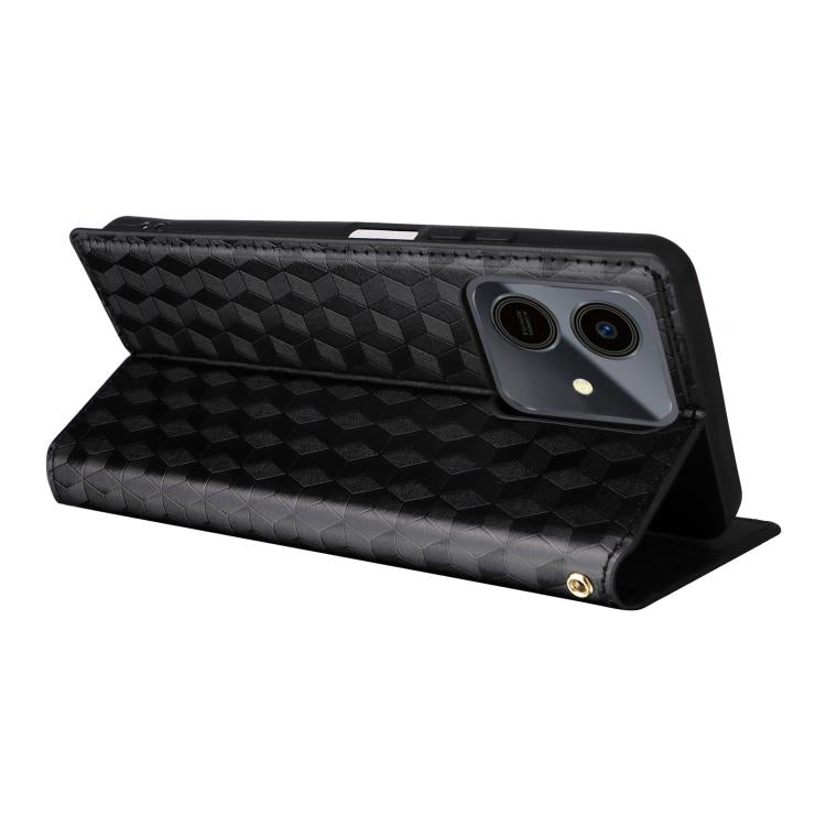 For Honor Play10 4G Cubic Grid Texture Flip Leather Phone Case