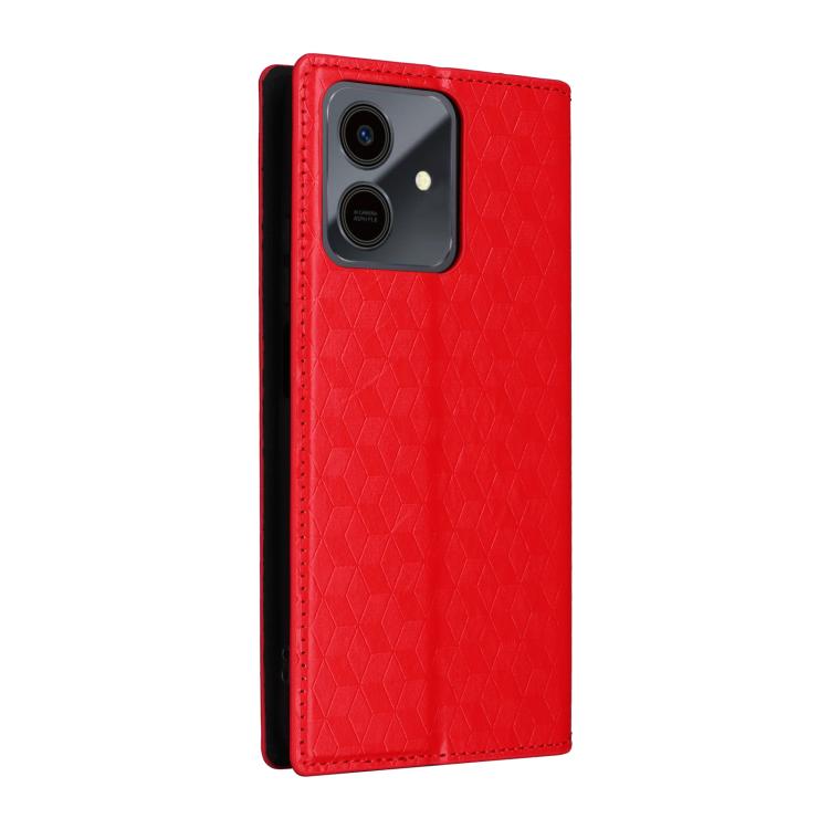 For Honor Play10 4G Cubic Grid Texture Flip Leather Phone Case