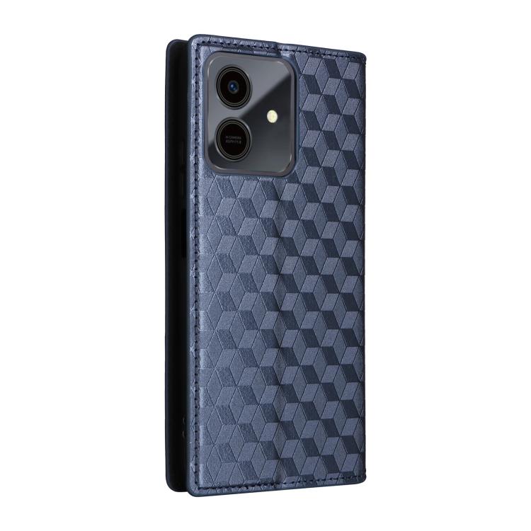 For Honor Play10 4G Cubic Grid Texture Flip Leather Phone Case