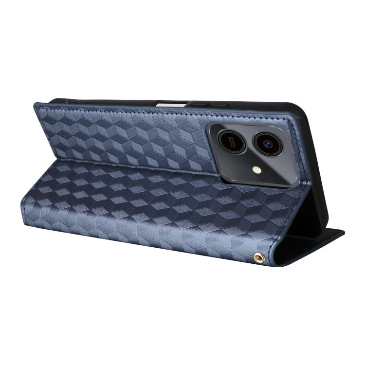 For Honor Play10 4G Cubic Grid Texture Flip Leather Phone Case