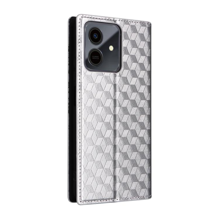 For Honor Play10 4G Cubic Grid Texture Flip Leather Phone Case