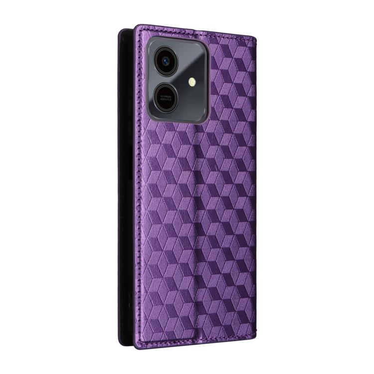 For Honor Play10 4G Cubic Grid Texture Flip Leather Phone Case