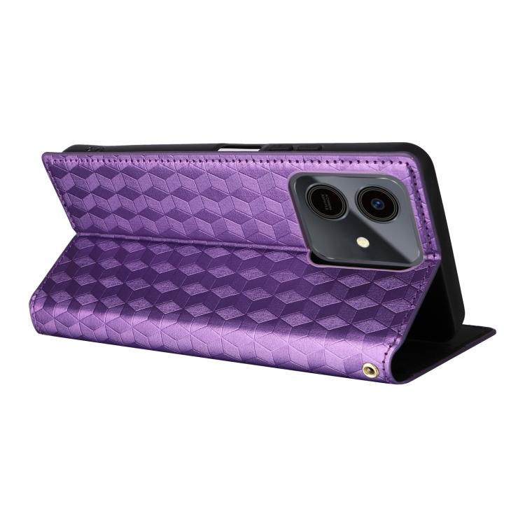 For Honor Play10 4G Cubic Grid Texture Flip Leather Phone Case