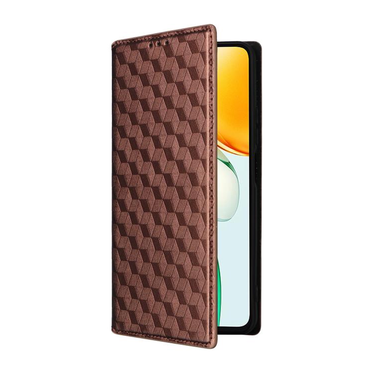 For Honor Play10 4G Cubic Grid Texture Flip Leather Phone Case
