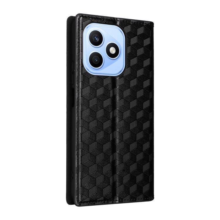 For Honor X8d 4G Cubic Grid Texture Flip Leather Phone Case