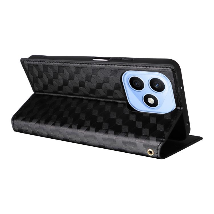 For Honor X8d 4G Cubic Grid Texture Flip Leather Phone Case