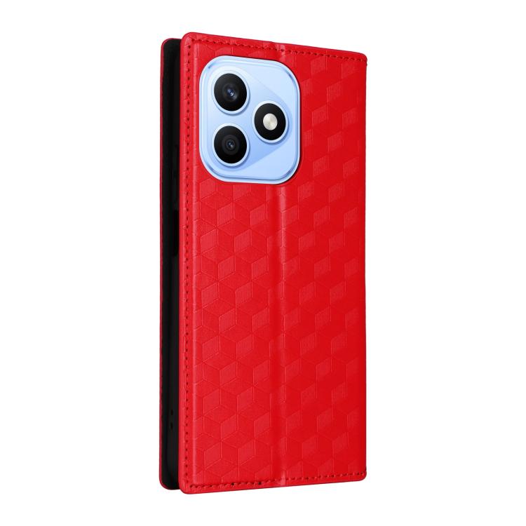 For Honor X8d 4G Cubic Grid Texture Flip Leather Phone Case