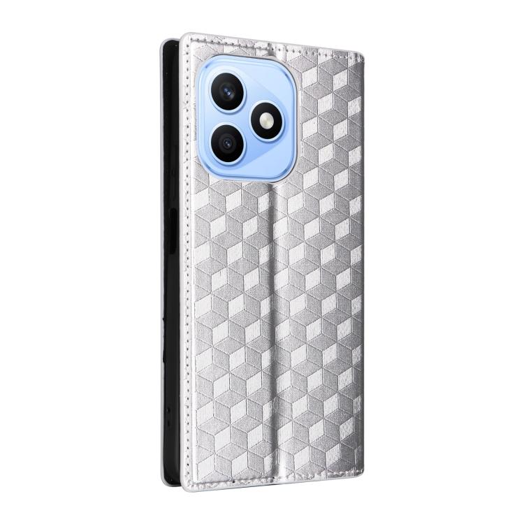 For Honor X8d 4G Cubic Grid Texture Flip Leather Phone Case